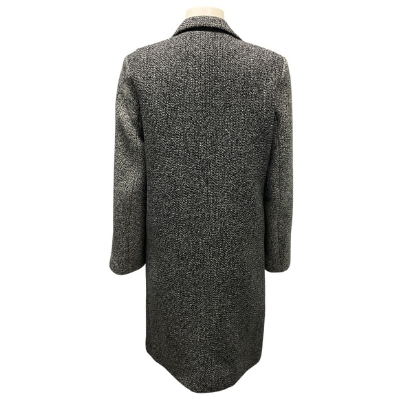 SANDRO BLACK / WHITE TWEED AND LEATHER TRENCH COAT - Picture 3 of 5